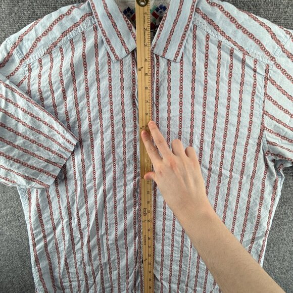 Robert Graham Button Up Shirt Cotton Striped Colorful 2XL Red Blue Woven Spread - Picture 3 of 16